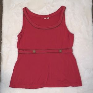 Moth / Anthropology Tank Top XL Coral w/ tan trim